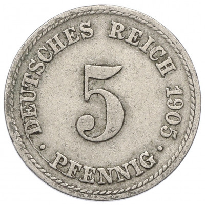 5 пфеннигов 1905 года F Германия