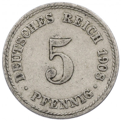 5 пфеннигов 1908 года A Германия