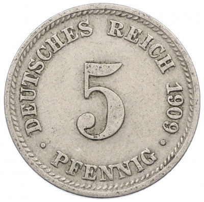 5 пфеннигов 1909 года D Германия