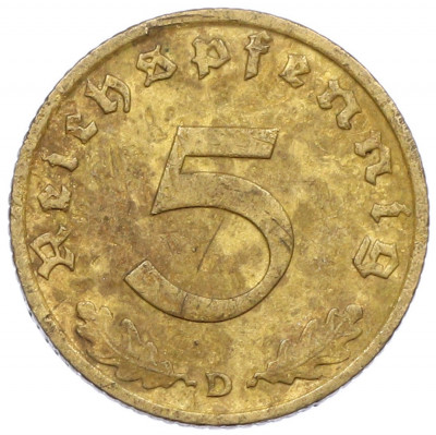 5 рейхспфеннигов 1939 года D Германия