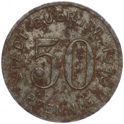 50 пфеннигов 1919 года Германия — город Бюр (Нотгельд)