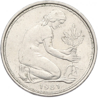 50 пфеннигов 1981 года J Западная Германия (ФРГ)