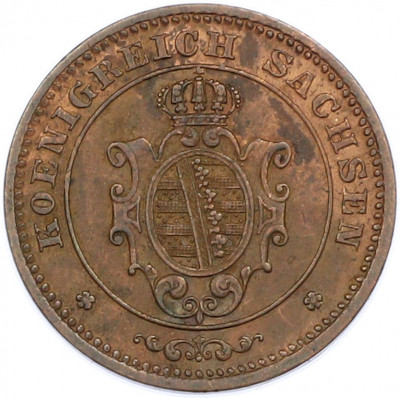 1 пфенниг 1865 года Саксония