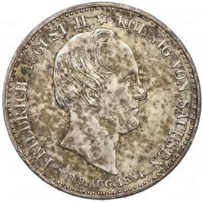 1/3 талера 1854 года Саксония «Смерть Короля Фридриха Августа II»