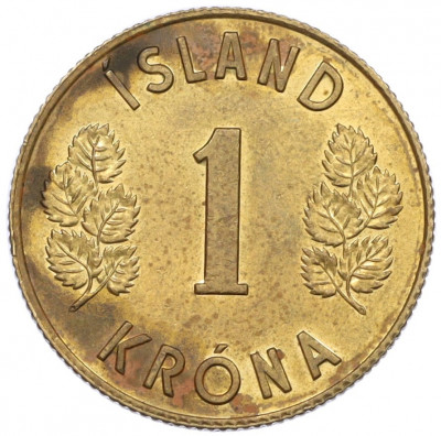 1 крона 1975 года Исландия