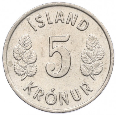 5 крон 1975 года Исландия