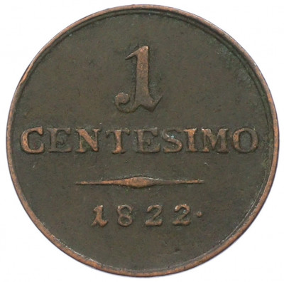 1 чентезимо 1822 года Ломбардия-Венеция