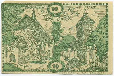 10 геллеров 1920 года Австрия — община Штефансхарт (Нотгельд)