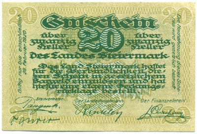 20 геллеров 1919 года Австрия — Штирия (Нотгельд)