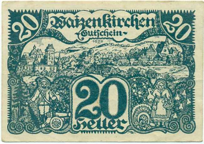 20 геллеров 1920 года Австрия — Вайценкирхен (Нотгельд)