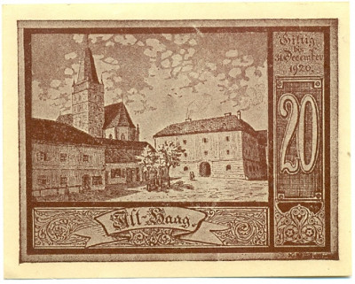 20 геллеров 1920 года Австрия — Гааг (Нотгельд)