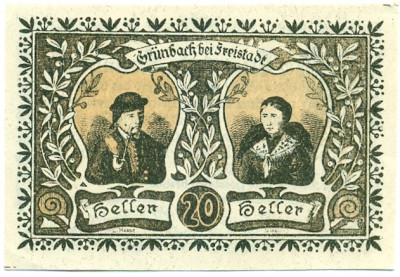 20 геллеров 1920 года Австрия — Грюнбах (Нотгельд)