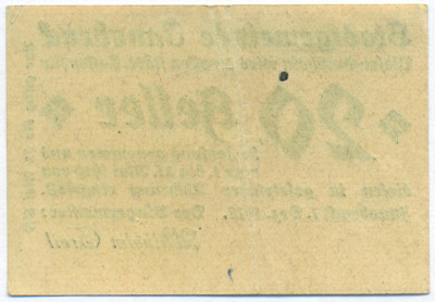 20 геллеров 1920 года Австрия — Инсбрук (Нотгельд)