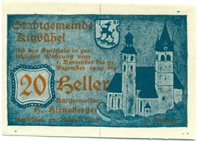 20 геллеров 1920 года Австрия — Кицбюэль (Нотгельд)