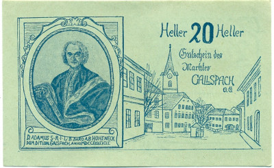 20 геллеров 1920 года Австрия — Коммуна Гальспах (Нотгельд)
