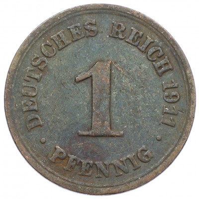 1 пфенниг 1911 года F Германия