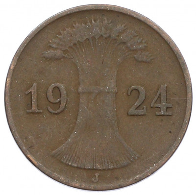 1 рейхспфенниг 1924 года J Германия