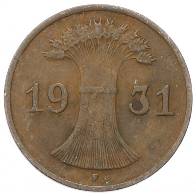 1 рейхспфенниг 1931 года F Германия