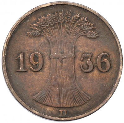 1 рейхспфенниг 1936 года D Германия