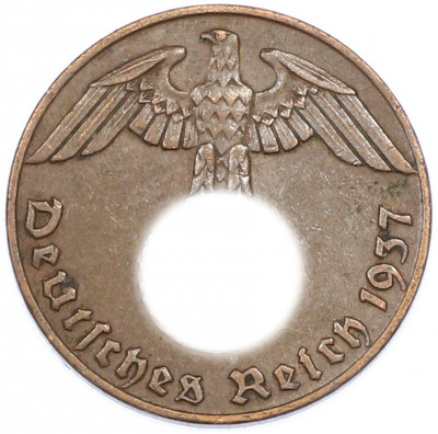 1 рейхспфенниг 1937 года J Германия