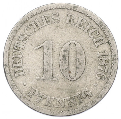 10 пфеннигов 1876 года J Германия