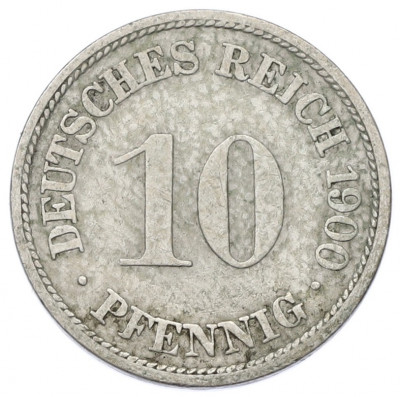 10 пфеннигов 1900 года F Германия