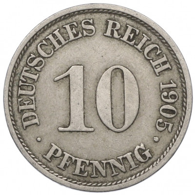 10 пфеннигов 1905 года A Германия