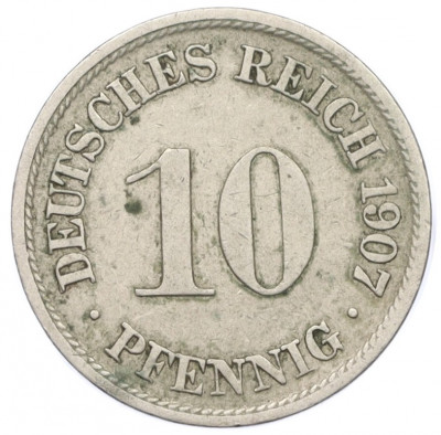 10 пфеннигов 1907 года F Германия