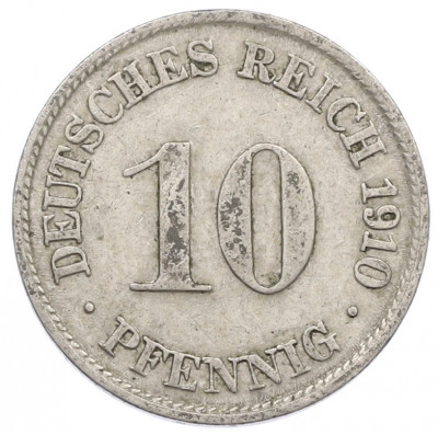 10 пфеннигов 1910 года D Германия