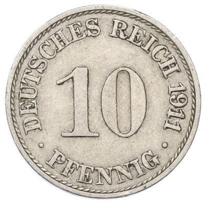 10 пфеннигов 1911 года A Германия