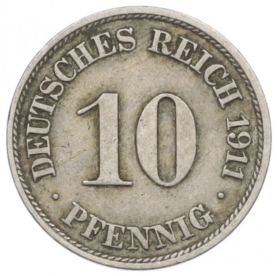 10 пфеннигов 1911 года J Германия