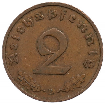 2 рейхспфеннига 1936 года D Германия