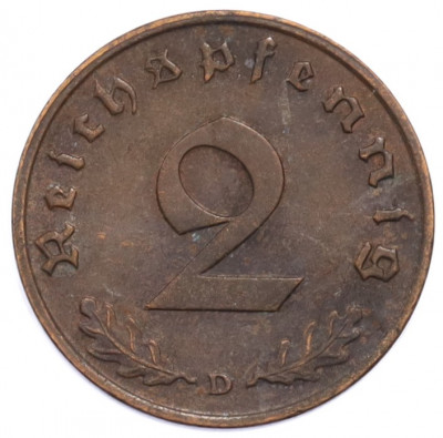 2 рейхспфеннига 1937 года D Германия