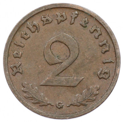 2 рейхспфеннига 1938 года G Германия