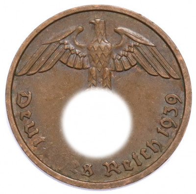 2 рейхспфеннига 1939 года F Германия