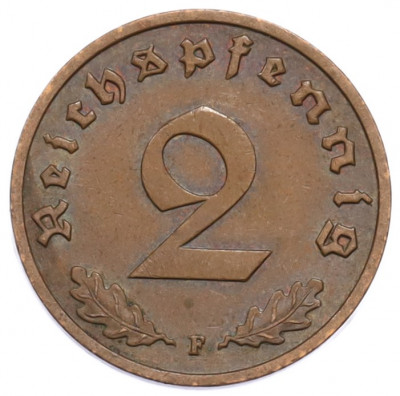 2 рейхспфеннига 1939 года F Германия