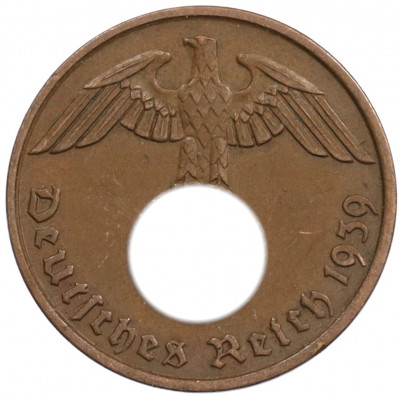 2 рейхспфеннига 1939 года J Германия