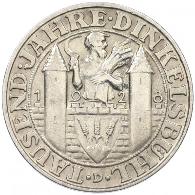 3 рейхсмарки 1928 года D Германия «1000 лет Динкельсбюлю»