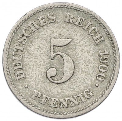 5 пфеннигов 1900 года E Германия