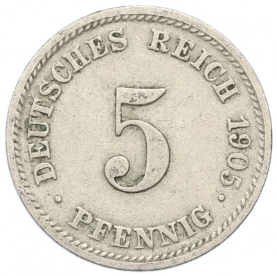 5 пфеннигов 1905 года D Германия