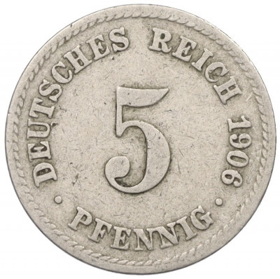 5 пфеннигов 1906 года A Германия