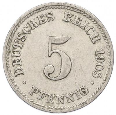 5 пфеннигов 1908 года D Германия