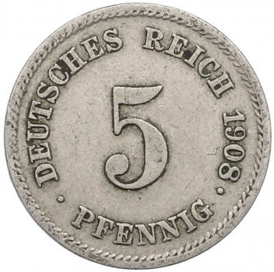5 пфеннигов 1908 года E Германия