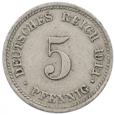 5 пфеннигов 1911 года D Германия