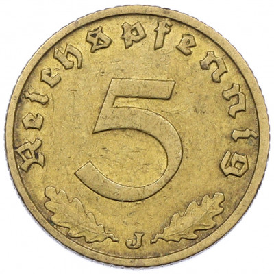 5 рейхспфеннигов 1937 года J Германия