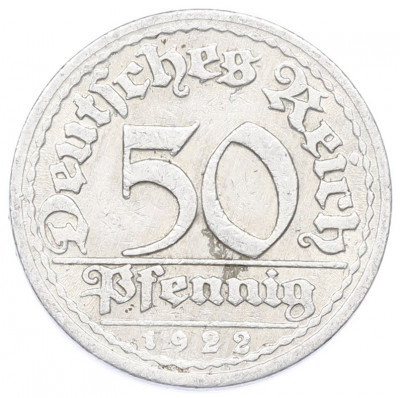50 пфеннигов 1922 года J Германия