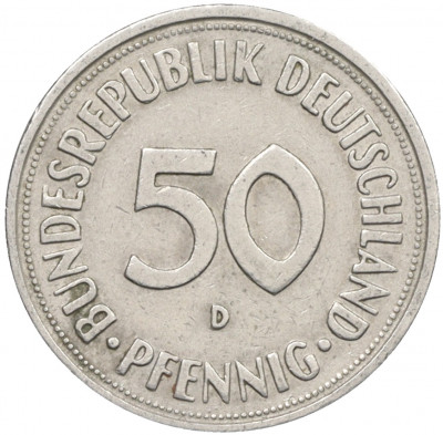 50 пфеннигов 1950 года D Западная Германия (ФРГ)