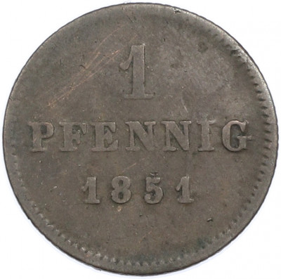 1 пфенниг 1851 года Бавария