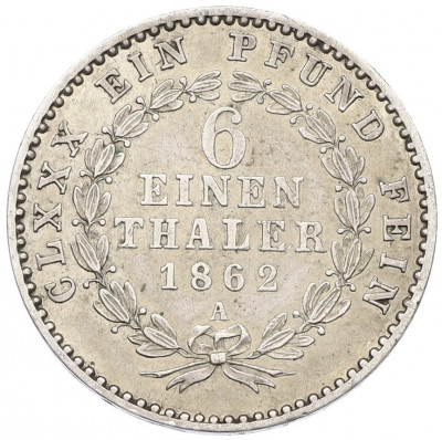 1/6 талера 1862 года Ангальт-Бернбург