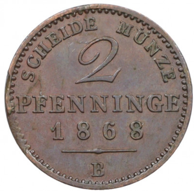 2 пфенига 1868 года B Пруссия